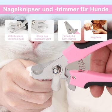 Набір для грумінгу собак та котів (9 шт.) - щітка для самостійного очищення, гребінець для видалення ковтунів, триммер для нігтів з напилком, гребінець від бліх, рукавичка для миття - професійний набір для догляду за шерстю для короткошерстих та довгошерс