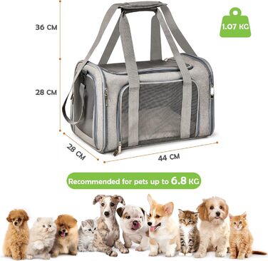 ALLSOPETS складна сумка-переноска для собак і котів, авіа-сертифікована, транспортна сумка для подорожей, походів і кемпінгу, сіра