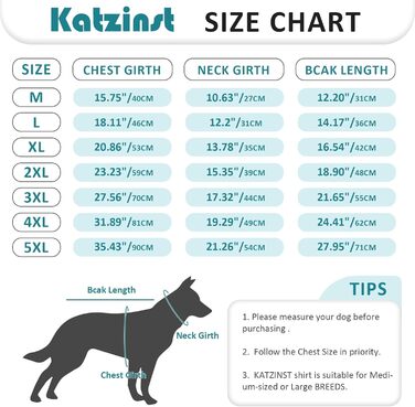 Сорочка для собак Katzinst (2 шт.) - сонцезахист, дихаючий матеріал, для середніх собак, французького бульдога, розмір L (зелений хакі)