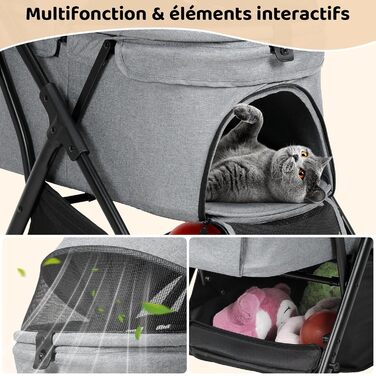 Візок для собак та котів MAMIZO, складний, до 20 кг, сірий