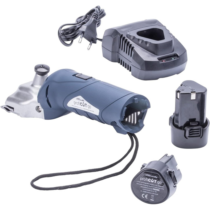 VOSS.farming profiCUT go: акумуляторна машинка для стрижки коней, 2 батареї, тиха, з лезами Aesculap, блакитна