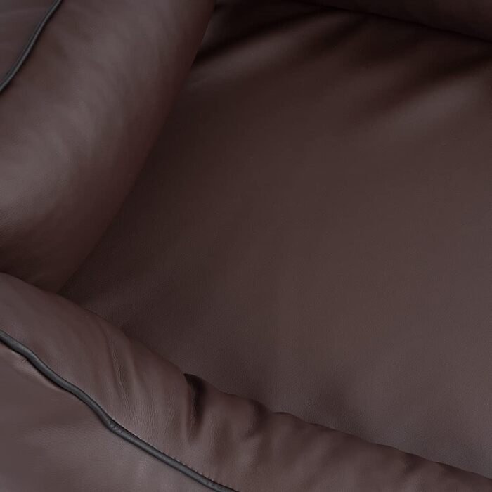 Ортопедичне ліжко для собак Knuffelwuff Montana з штучної шкіри, M-L, 85 x 63 см. Знімний чохол, легко мити. Підходить для великих, середніх та маленьких собак (Колір: Коричневий, Розміри: 85 x 63 x 23 см)