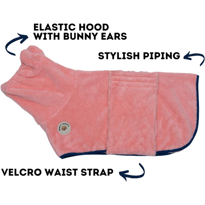 Преміум халат для собак DERPYCHAPPY, мікрофібра, для собак та котів різних розмірів, стильний, комфортний, для пляжу та подорожей, рожевий