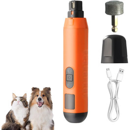 Шліфувальник для кігтів собак MiOYOOW з LED-підсвічуванням, 5 швидкостей, USB-зарядка, тихий, для собак та котів (Помаранчевий)