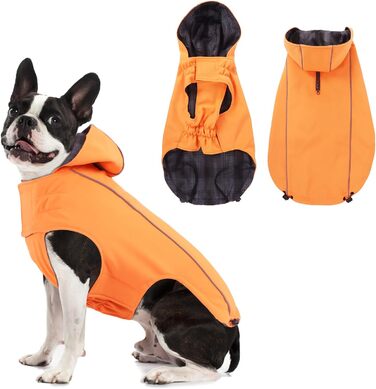 Дощовик для собак Vejaoo: водонепроникний, світловідбиваючий, з капюшоном. Підходить для малих, середніх та великих собак. Колір: помаранчевий, розмір: L