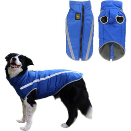 Зимова куртка для собак, тепла водонепроникна куртка для середніх та великих собак, флісова підкладка, світловідбиваючі елементи, для Лабрадора, Бульдога, Самоеда (5XL/60см, Синій)