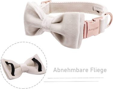 Елегантний ошийник для собак Aring з краваткою, велюровий, регульований, м'який, білий. Подарунок для дівчаток та хлопчиків