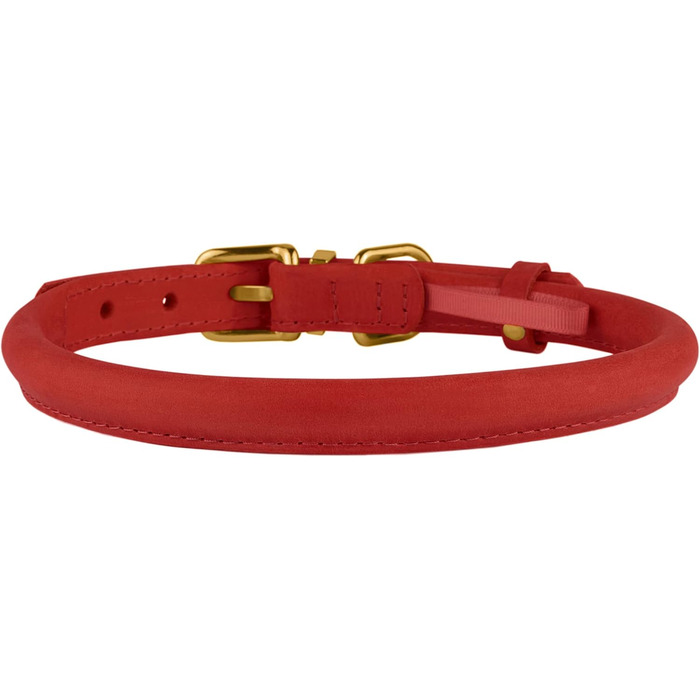 Нашийник для собак Bronzodog з м'якої шкіри з QR-ідентифікатором, регульований, 40-48 см, класичний червоний колір
