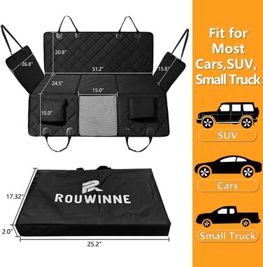 Захисний чохол на сидіння для собак Beerte, жорстка основа, 600D, водонепроникний, стійкий до подряпин, неслизький, з сіткою та кишенею для зберігання, для автомобіля