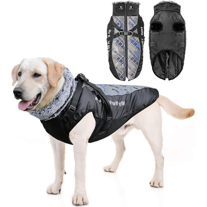 PETCUTE Водонепроникний зимовий одяг для собак, тепла куртка для маленьких та середніх собак, з кріпленням для повідка, 6XL, блакитний