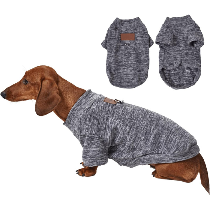 Теплий комбінезон для великих собак, флісовий светр для такс, тепла домашня одежда для собак, піжама, костюм з кільцем D (Сірий, M)