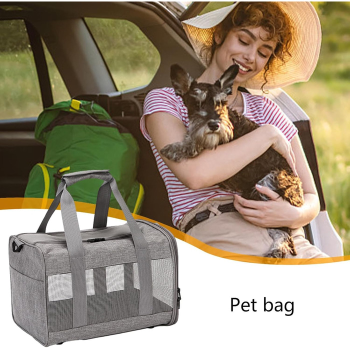 Транспортна переноска для тварин, складна сумка-переноска для котів та собак, з двома отворами для рук, дихаюча переноска для маленьких собак, зручна переноска (Сірий)