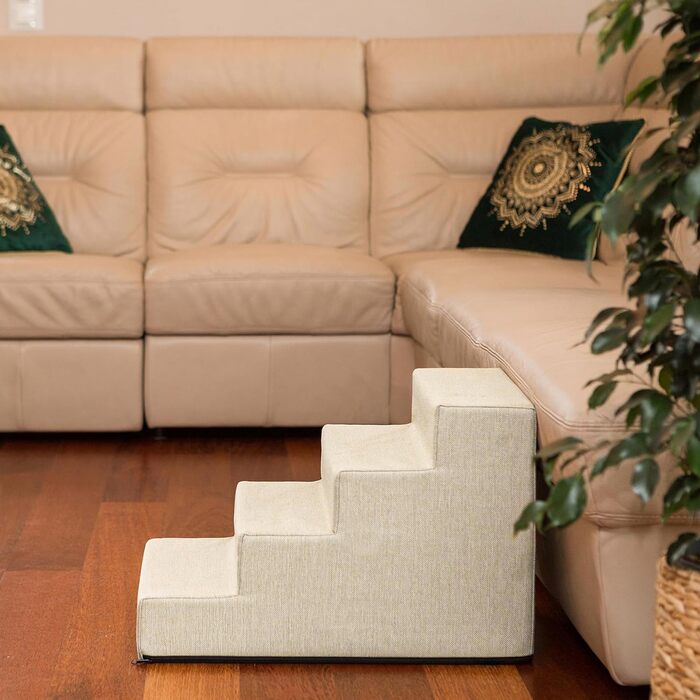 Східці для тварин Huastiertreppe: допомога у підйомі для собак та котів, 4 сходинки, розмір L 40x60x40 см, колір бежевий