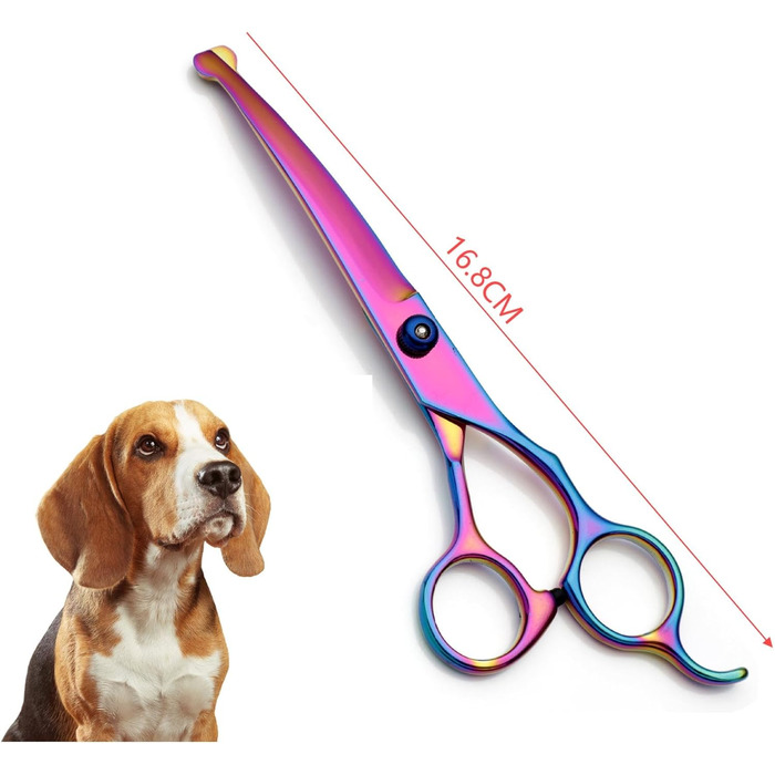 Професійна 5-в-1 фен-щітка для собак, з нержавіючої сталі, з безпечними закругленими кінцями, пряма та філірувальна/вигнута ножиці, плоска ножиця/ножиці для зубів, гребінець