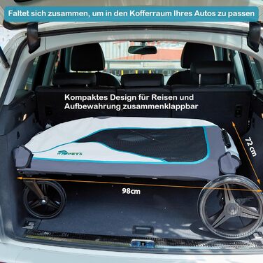 Візок для собак Ownpets XL для великих собак до 70 кг, з місткою сумкою, регульованою ручкою, дихаючим мережем, складний, 4 гумові колеса