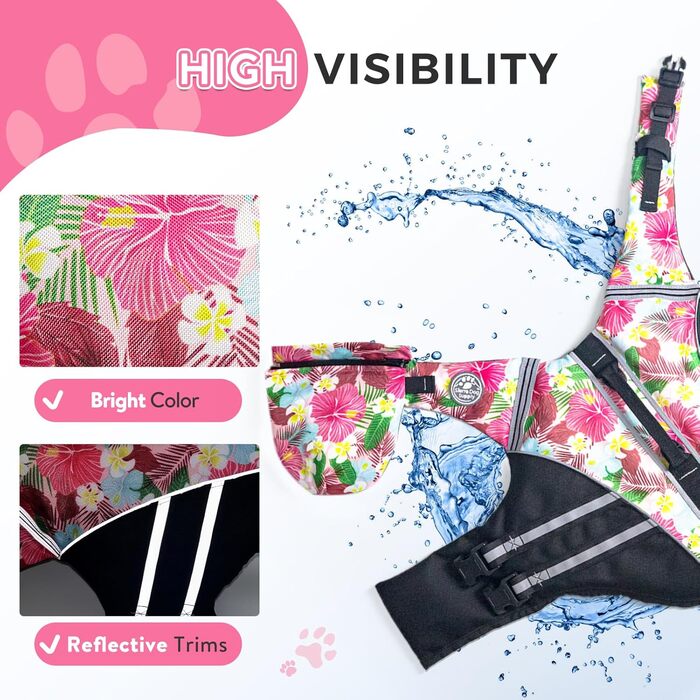 Жилет для плавання собак, Французький бульдог, жилет для собак, плавання, катання на човні, жилет для собак з поплавком на підборідді та рятувальним гачком, високоякісний жилет (обхват грудей: 43,2 см - 76,2 см, вага)