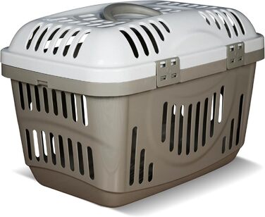 Транспортна переноска для кота Snugsy - переноска для автомобіля з ручкою та затискачами - пластикова переноска для котів 49x34x32 см (Бежевий крем)