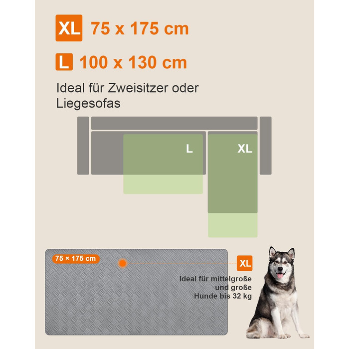 Водонепроникний килимок для собак CTH017G (175x75 см) - захист дивану та авто, ручне прання