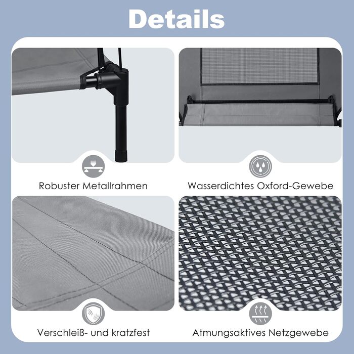 Лежанка для собак з балдахіном, велика, 92 x 76 x 92 см. Водонепроникна, з дихаючим мереживним полотном. Підходить для кемпінгу та пляжу.