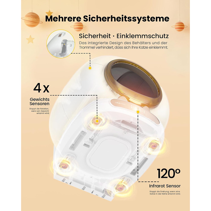 Самоочисний електричний лоток для котів LELO PAWS XXL (74л) з керуванням через додаток, дезодоризацією та шторкою, золотистий