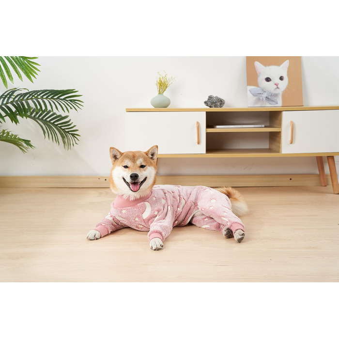 Теплий зимовий халат для собак, піжама з фланцелю, теплий костюм для собак середніх та великих порід, зимовий одяг для собак, рожевий, розмір XS-2XL