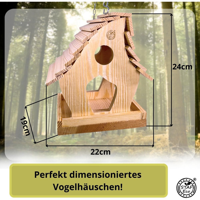 Дім для птахів на балкон: дерев'яний, ручної роботи, для саду та балкону, стійкий до погодних умов