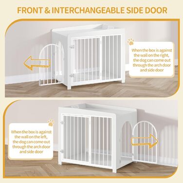 Сучасна собача будка Hzuaneri з USB та розеткою, 2 двері, 90x63x79 см, біла