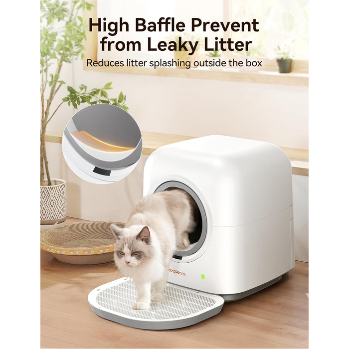 MeoWant Самоочисний туалет для котів, автоматичний, закритий, підходить для декількох котів, керування через додаток, усунення запаху, розумний контроль безпеки