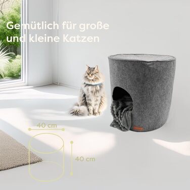 Petriumph® фетровий будиночок для котів XXL – лежак і м'яка печера для великих котів, котячий будинок для дому, спальне місце для кота