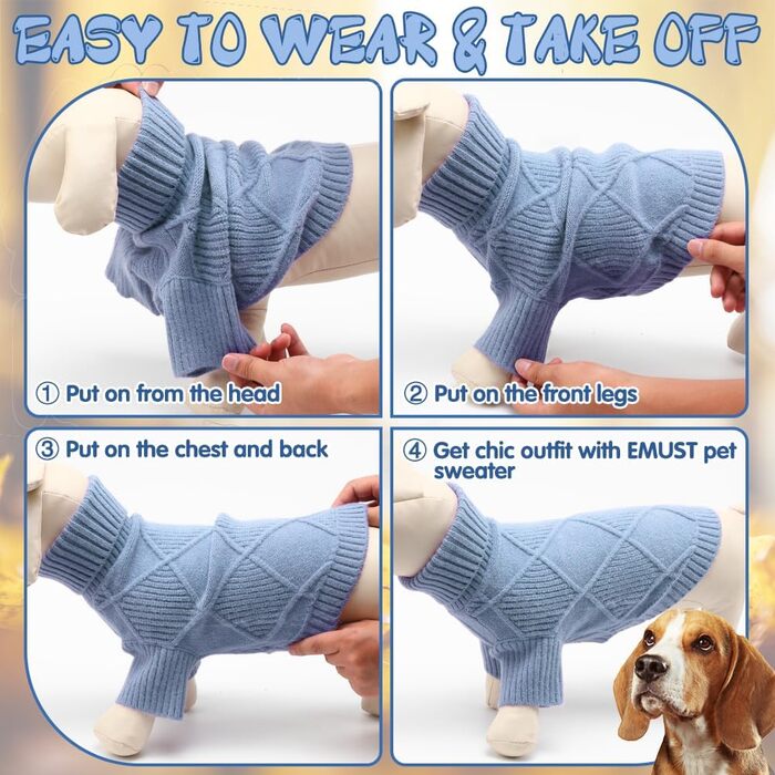 Пуловер для собак великих порід EMUST, еластичний, з рукавами, теплий, для осені та зими, зелений/синій (XXXX-Large)