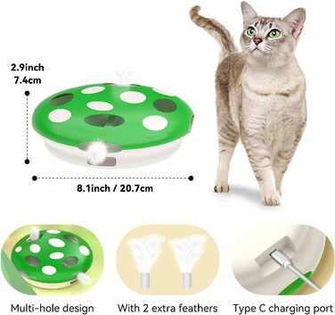 Інтерактивна іграшка для котів Namsan з інфрачервоним сенсором, USB-C зарядка, тиха, електрична - зелена
