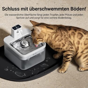 Підкладка під миску для котів DownyPaws, силіконова, 62 x 43 см, чорна. Захист від розливання, легко миється, BPA-free