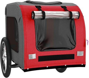 Фahrрадінний причіп для собак Червоний та Сірий, Oxford-Gewebe та Ізоточне залізо, Модель 93831