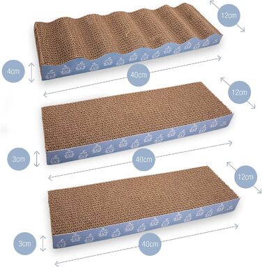 Bella & Balu: Набір з 3 картонних когтеточок для котів | Когтеточка-картон, когтеточка-стійка, захист меблів