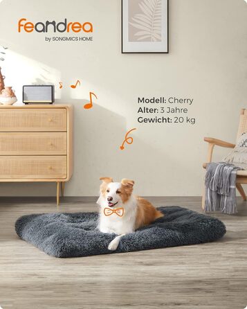Ліжко для собак Feandrea, м'який килимок, довгий плюш, 122 x 74 см, м'яка підкладка, можна прати, багатофункціональне, PGW204K01 (L 110 x B 73 x H 10 см, темно-сірий)