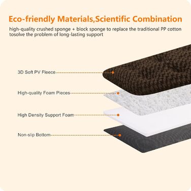 Ортопедичне ліжко для собак, матрац для собак з двошаровим дизайном, миється, знімний кошик для собак, 105 см для середніх собак, коричневий L 105 x B 69 x H 12 см Коричневий