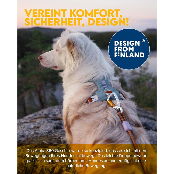 Шлейка для собак Woolly Wolf Alpha 360 - зелений гірський, розмір L, з 100% переробленого поліестеру