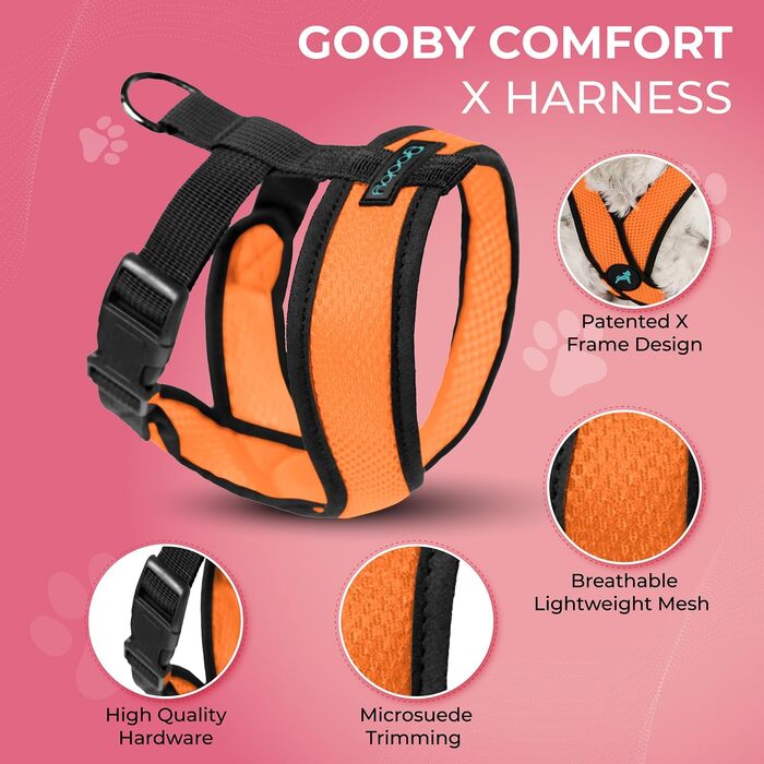 Нашийник для собак Gooby Comfort X для прогулянок та дому, розмір L, захист від задухи, оранжевий, для собак малих та середніх порід