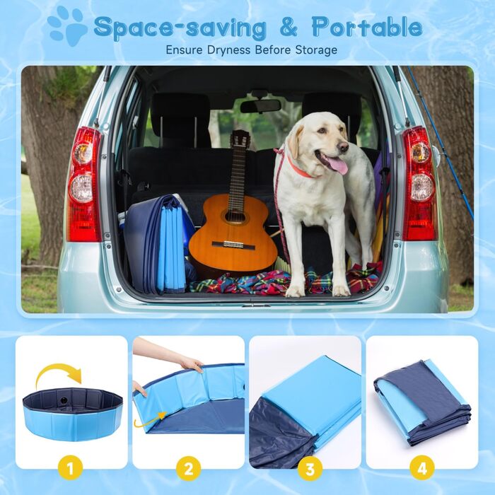 Басейн для собак Nobleza - басейн-плавальний басейн для великих і малих собак, котів, 80*20 см та 120*30 см, блакитний та жовтий