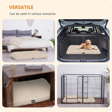 Ортопедичне ліжко для собак, матрац для собак з двоярусним дизайном, миється, знімний кошик для собак, 90 см для собак маленьких та середніх порід (105 x 69 x 12 см, бежевий)