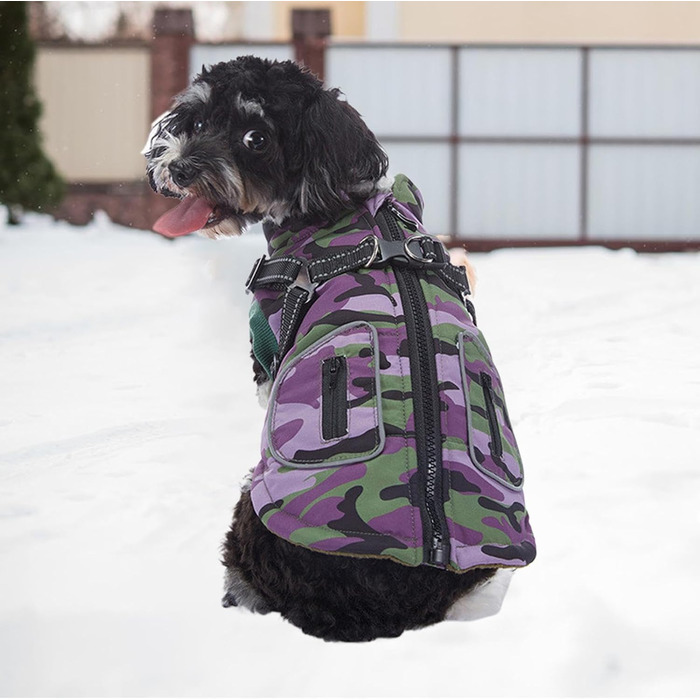 Зимовий теплий куртка для собак, світловідбиваючий, для цуценят та собак середніх та великих порід (фіолетовий, L)