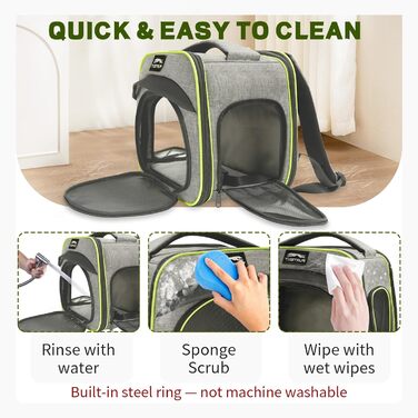 Сумка-переноска для тварин, складна, дихаюча, з леєрою, для цуценят, кошенят, морських свинок (до 3,6 кг), сіро-зелена