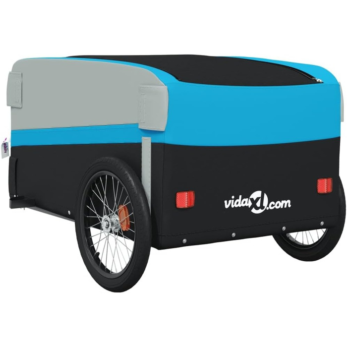 Причіп для велосипеда, причіп для собак, вантажний причіп 45 кг, чорний та синій, для покупок, компактна упаковка, проста збірка