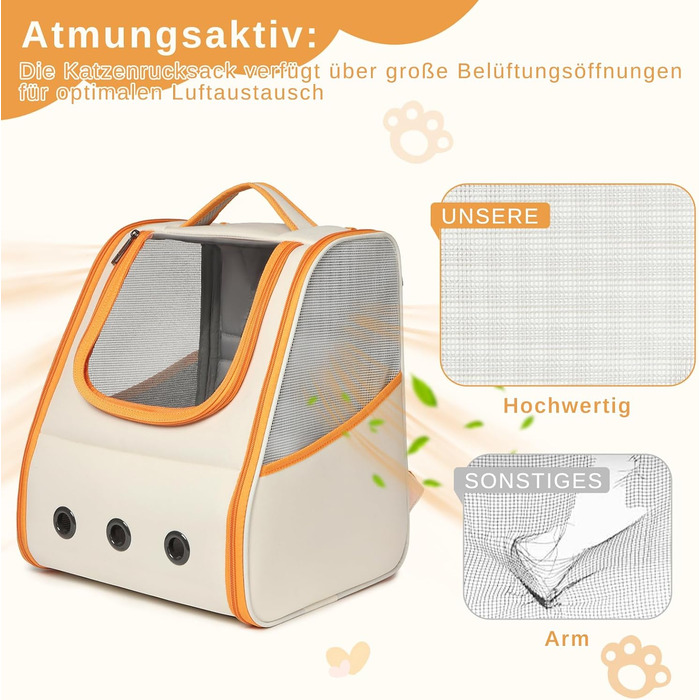 Рюкзак для кота/собаки Dogat, складаний, для перевезення тварин, помаранчевий+білий