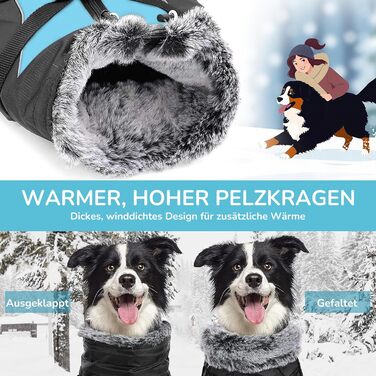 Водонепроникний теплий зимовий одяг для собак ALLSOPETS - куртка з світловідбиваючими смугами, тепла жилетка для холодної погоди (Himmelblau, 2XL)