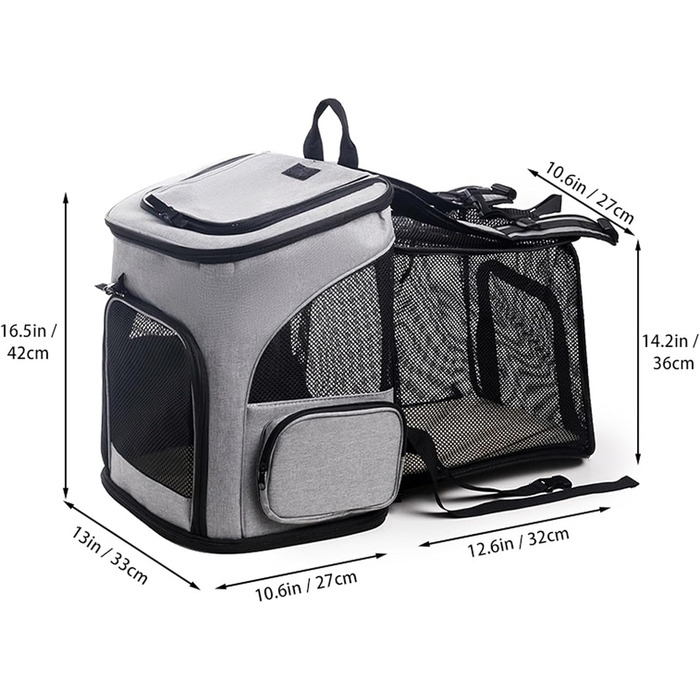 Розширюваний рюкзак-переноска для котів - переноска для тварин, схвалена авіакомпаніями, для маленьких котів та собак до 7,7 кг, рюкзак з дихаючою сіткою для відпочинку на природі, кемпінгу та подорожей