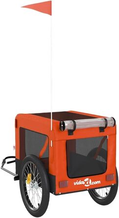 Причіп для велосипеда для собак та котів, оранжево-чорний, Oxford-тканина та метал