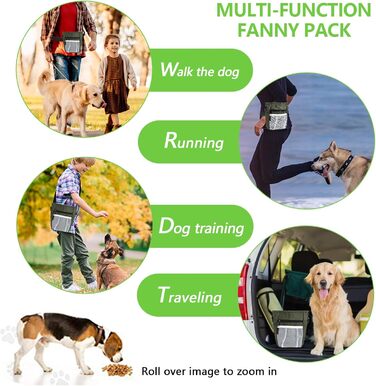 Сумка для ласощів для собак з магнітною застібкою, сумка для тренування тварин, велика сумка для ласощів та клікер для собак, сумка для тренування з інтегрованим зеленим кольором