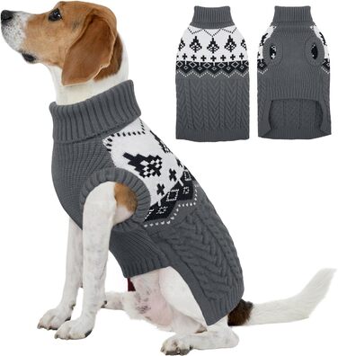 Теплий зимовий пуловер для собак Kuoer, пуловер для маленьких собак, сірий (L)