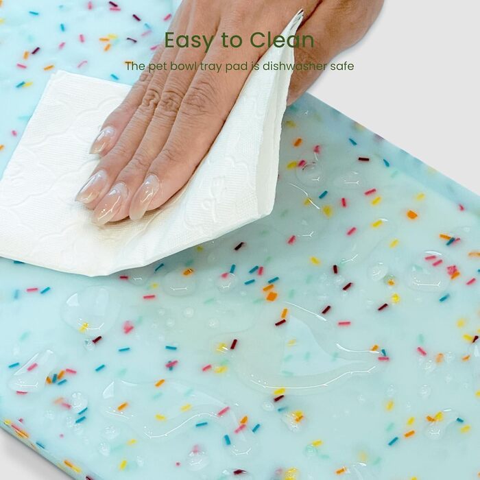 Килимок для годування собак і котів PWTAA, силіконовий, нековзний, з високим бортиком, водонепроникний, 80x40 см, блакитний (Donut)